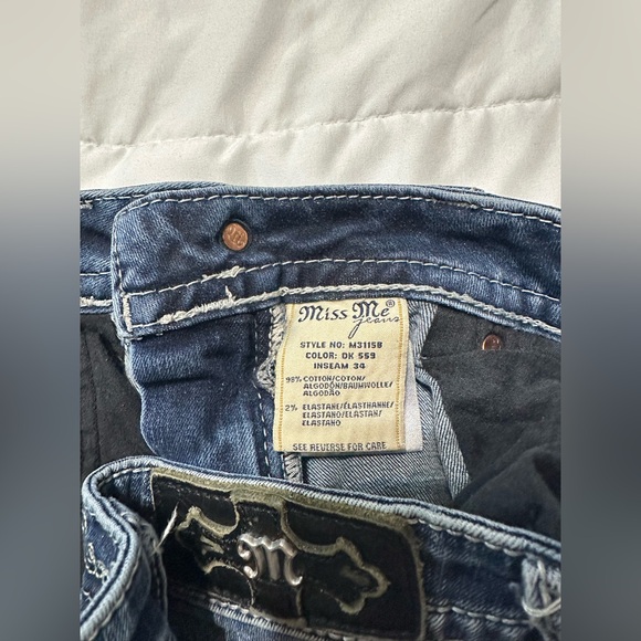 Miss Me Bootcut Mid Rise Stretch Embroidered Studded Jeans Blue Medium Wash 27 - Picture 12 of 13